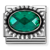 Nomination Composable Classic Link 330607/027 Oval Emerald Green CZ in 925 Silver